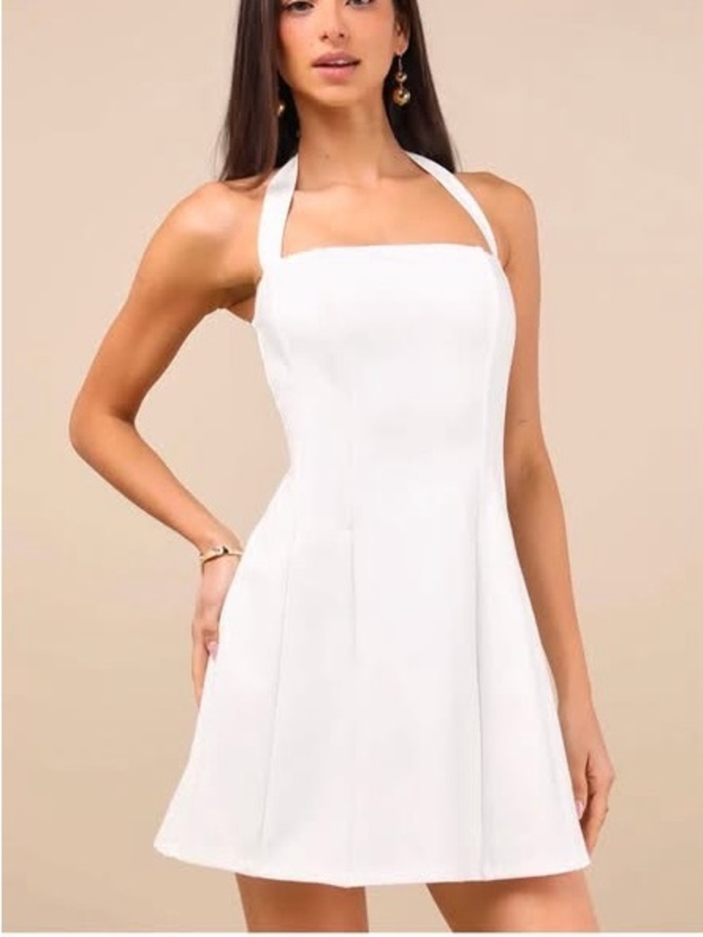 Lulu’s Women’s White Halter Mini Dress